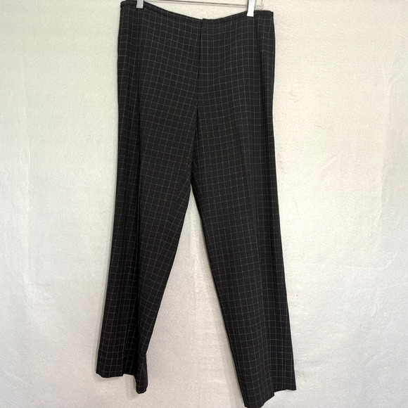Ralph Lauren Women's Windowpane Print Wool Pants Size 8 Wide Leg Classic Preppy - Picture 1 of 6